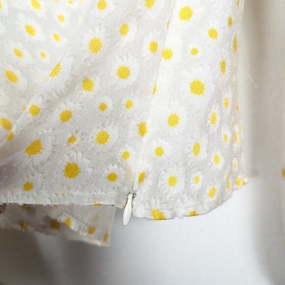 Staud White Floral Lana Cropped Long Sleeve Blouse Size 8 - Picture 6 of 8